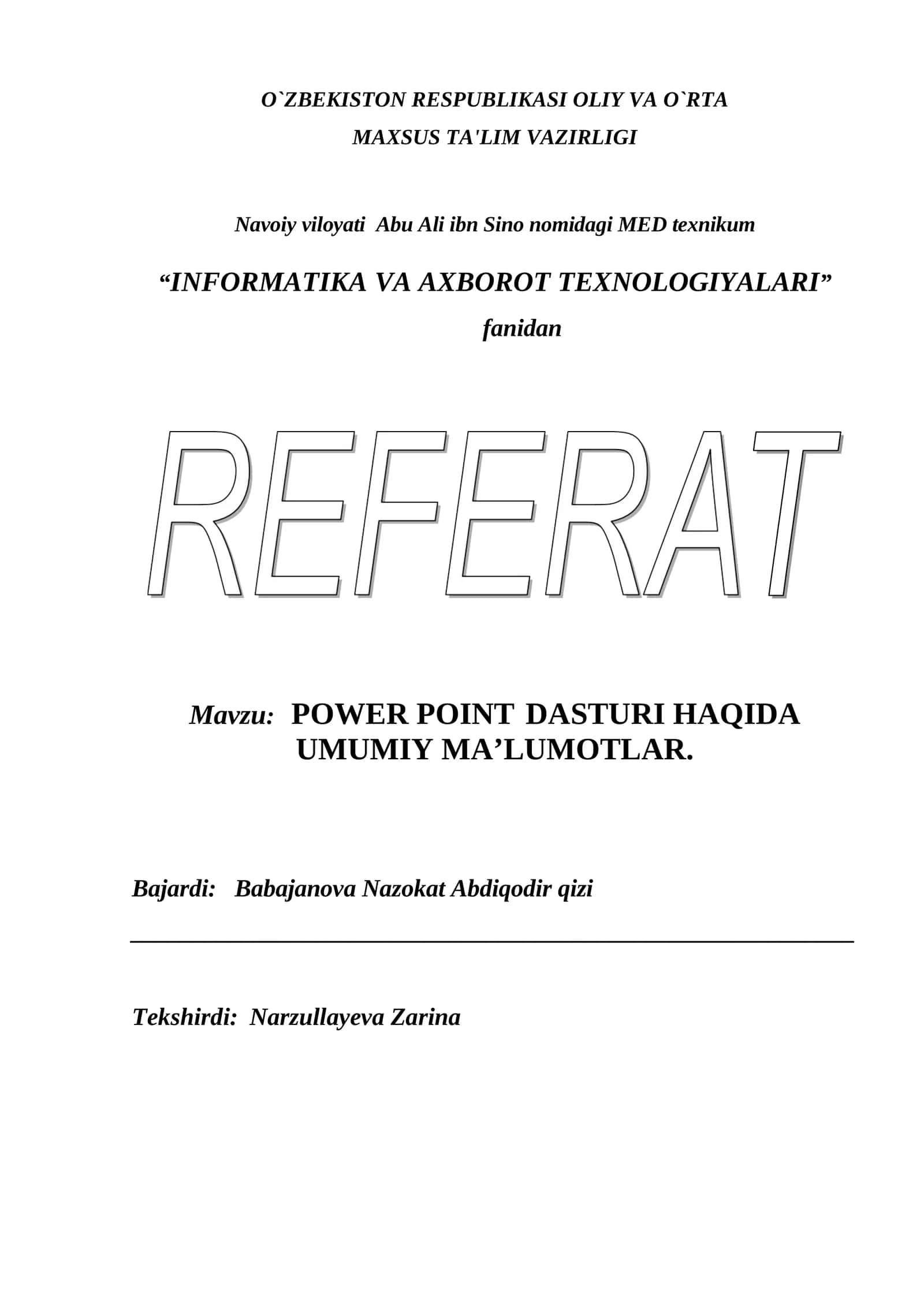 POWER POINT DASTURI HAQIDA UMUMIY MA’LUMOTLAR 1