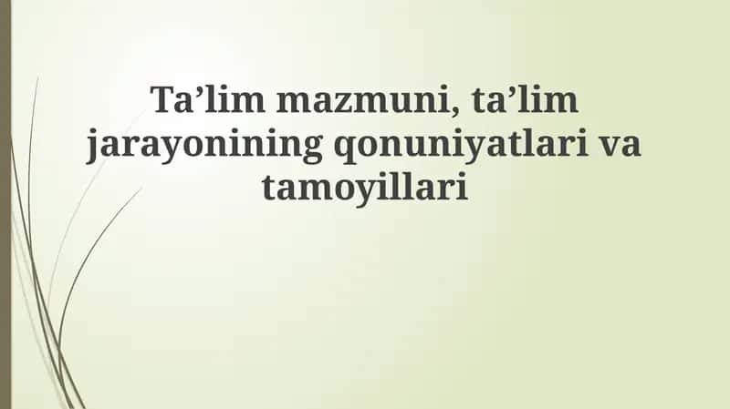 Ta'lim mazmuni va ta'lim jarayoni 1
