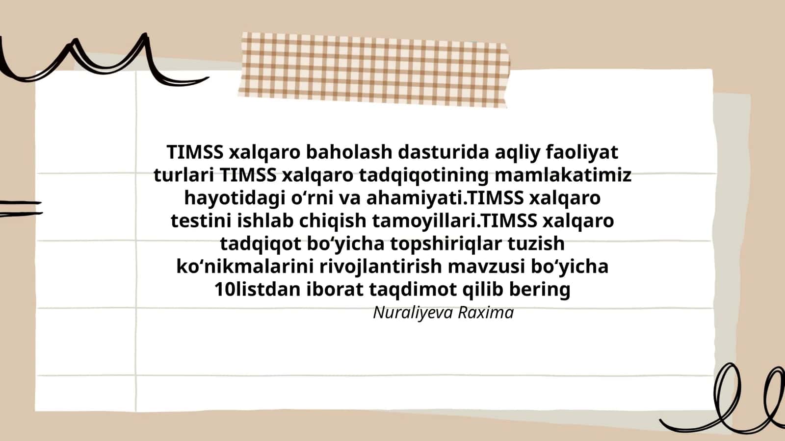 TIMSS xalqaro baholash dasturi 1