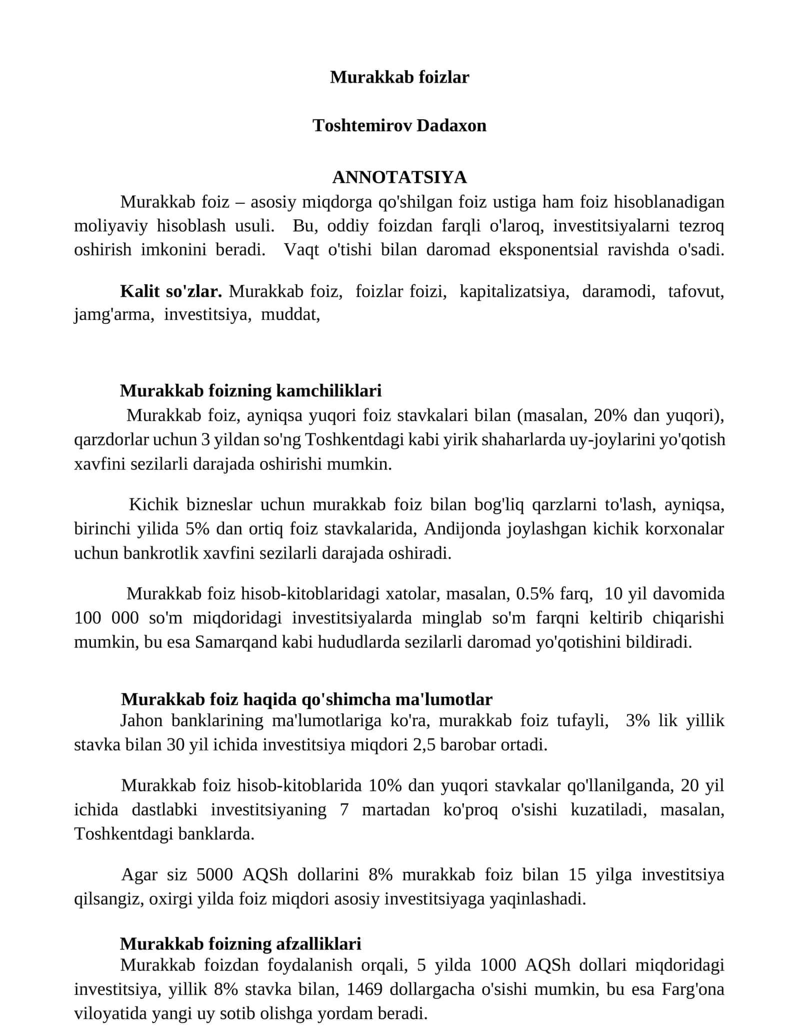 Murakkab foizlar 1