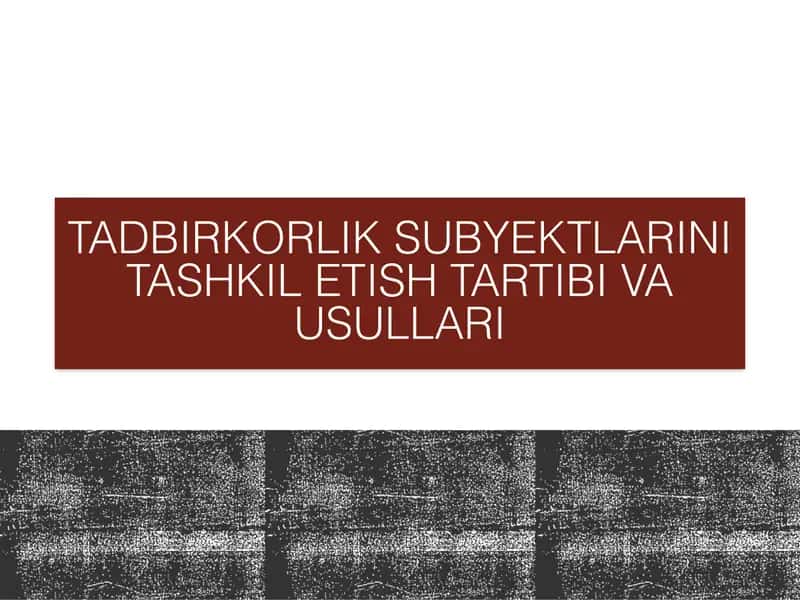 Tadbirkorlik subyektlarini tashkil etish tartibi va usullari 1