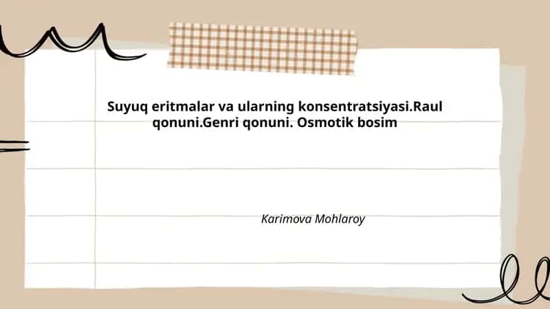 Suyuq eritmalar va ularning konsentratsiyasi 1
