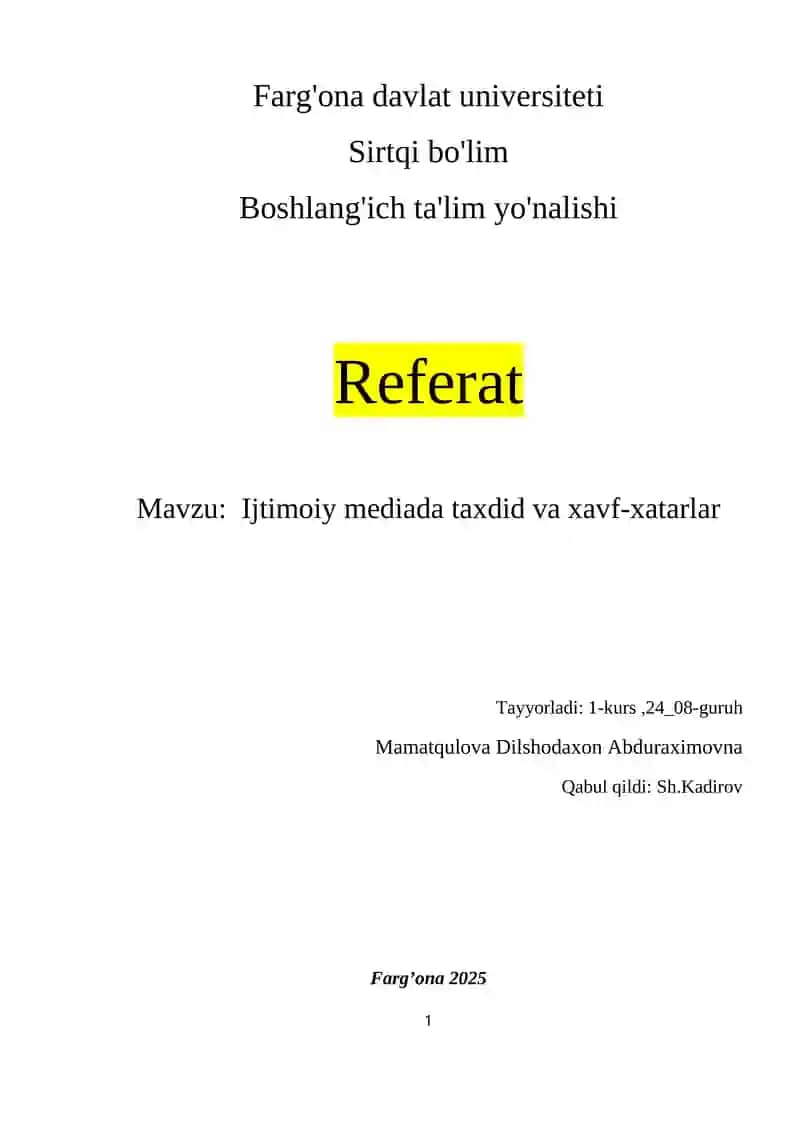 Ijtimoiy mediada taxdid va xavf-xatarlar