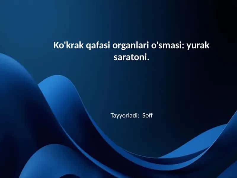Ko'krak qafasi organlari o'smasi: yurak saratoni. 1
