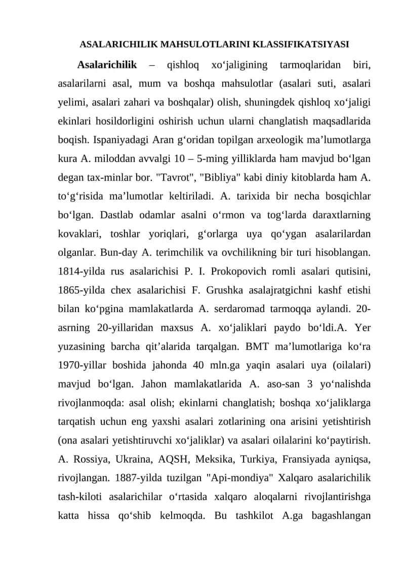 Asalarichilik Mahsulotlari 1