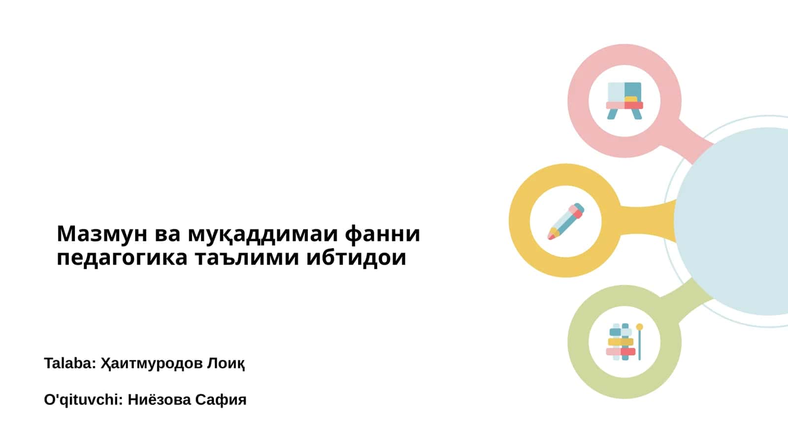Мазмун ва муқаддимаи фанни педагогика таълими ибтидои 1