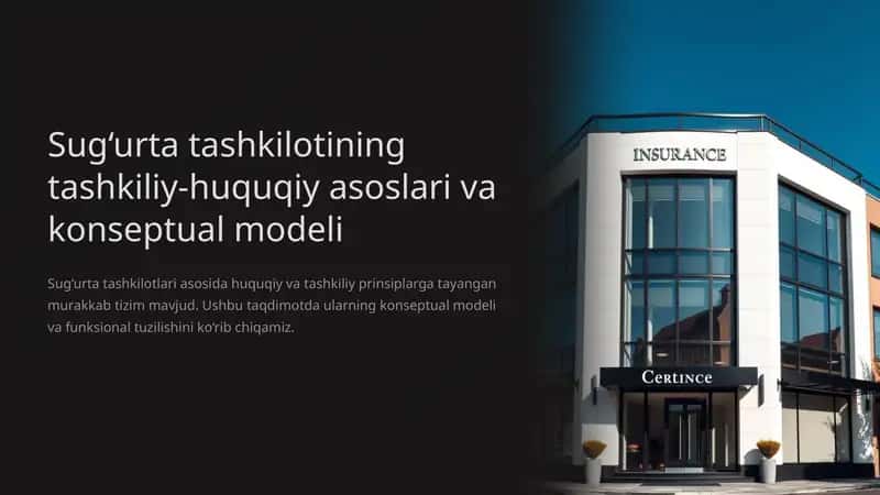 Sug‘urta tashkilotining tashkiliy-huquqiy asoslari va konseptual modeli. 1