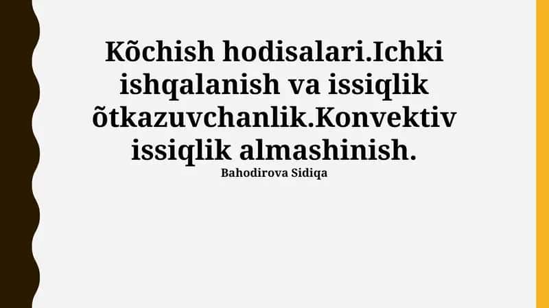 Issiqlik o'tkazuvchanlik 1