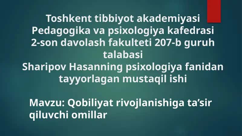 Qobiliyat Rivojlanishi 1