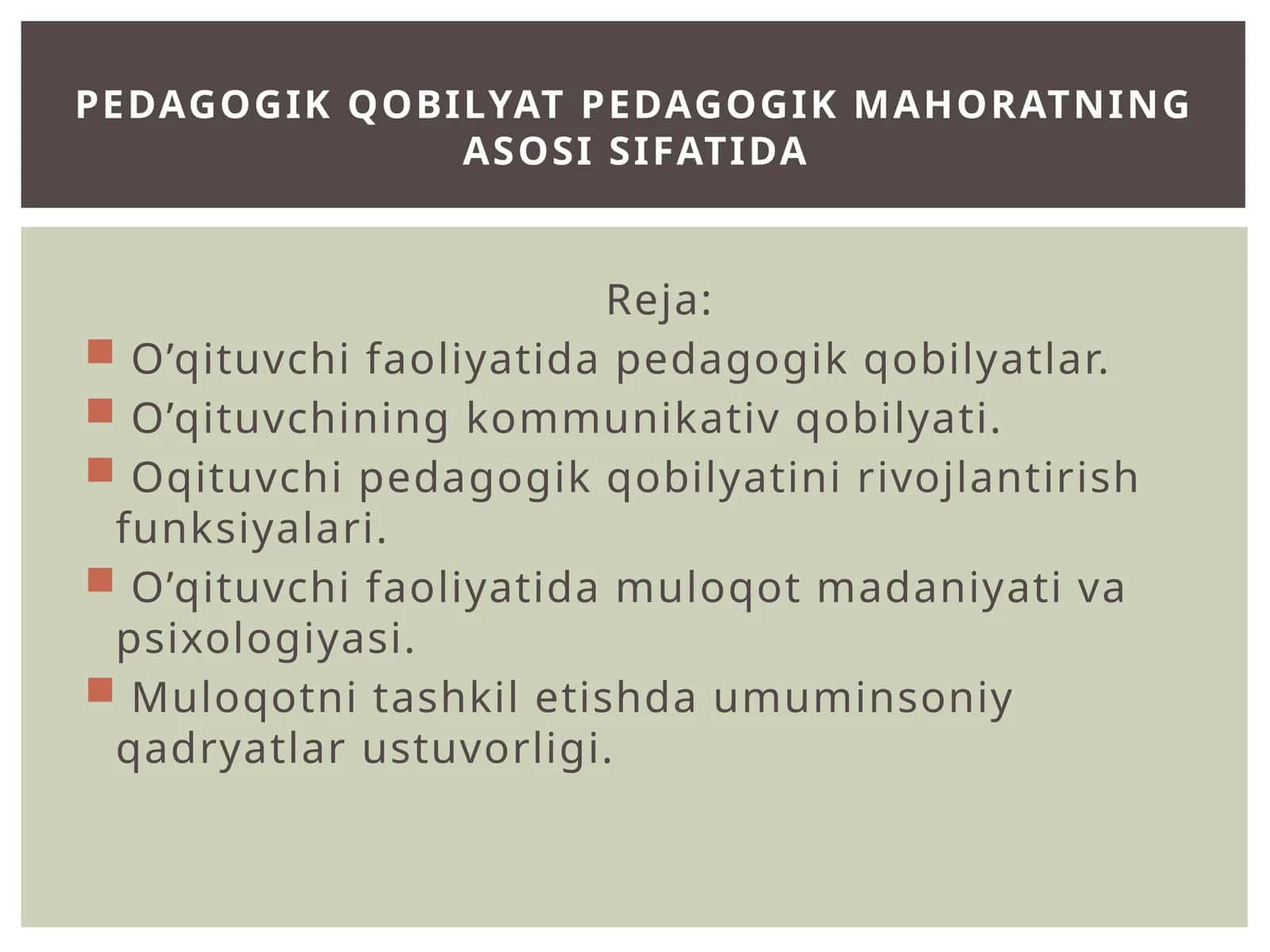 O’qituvchi faoliyatida pedagogik qobilyatlar 1