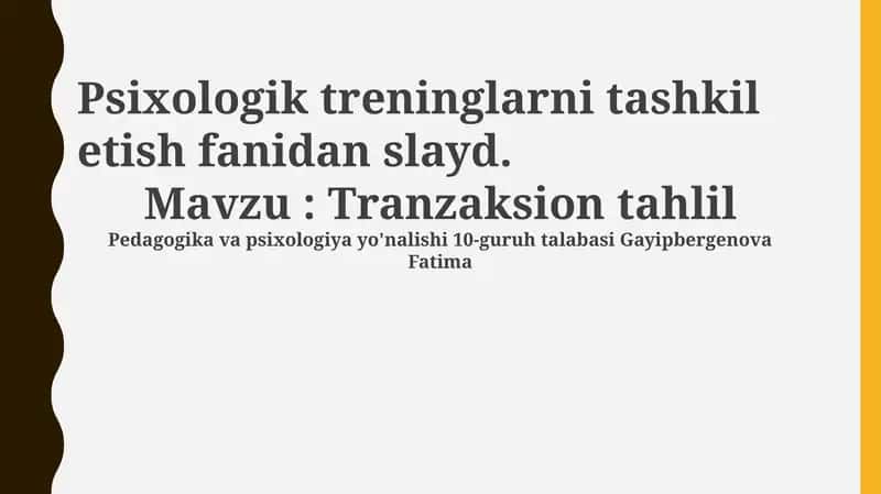 Transaksion tahlil 1