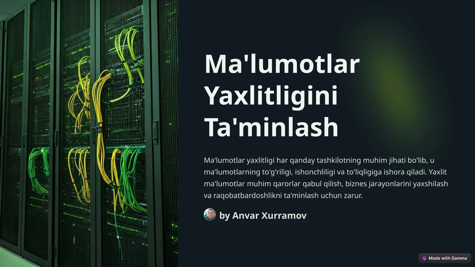 Ma'lumotlar Yaxlitligini Ta'minlash 1
