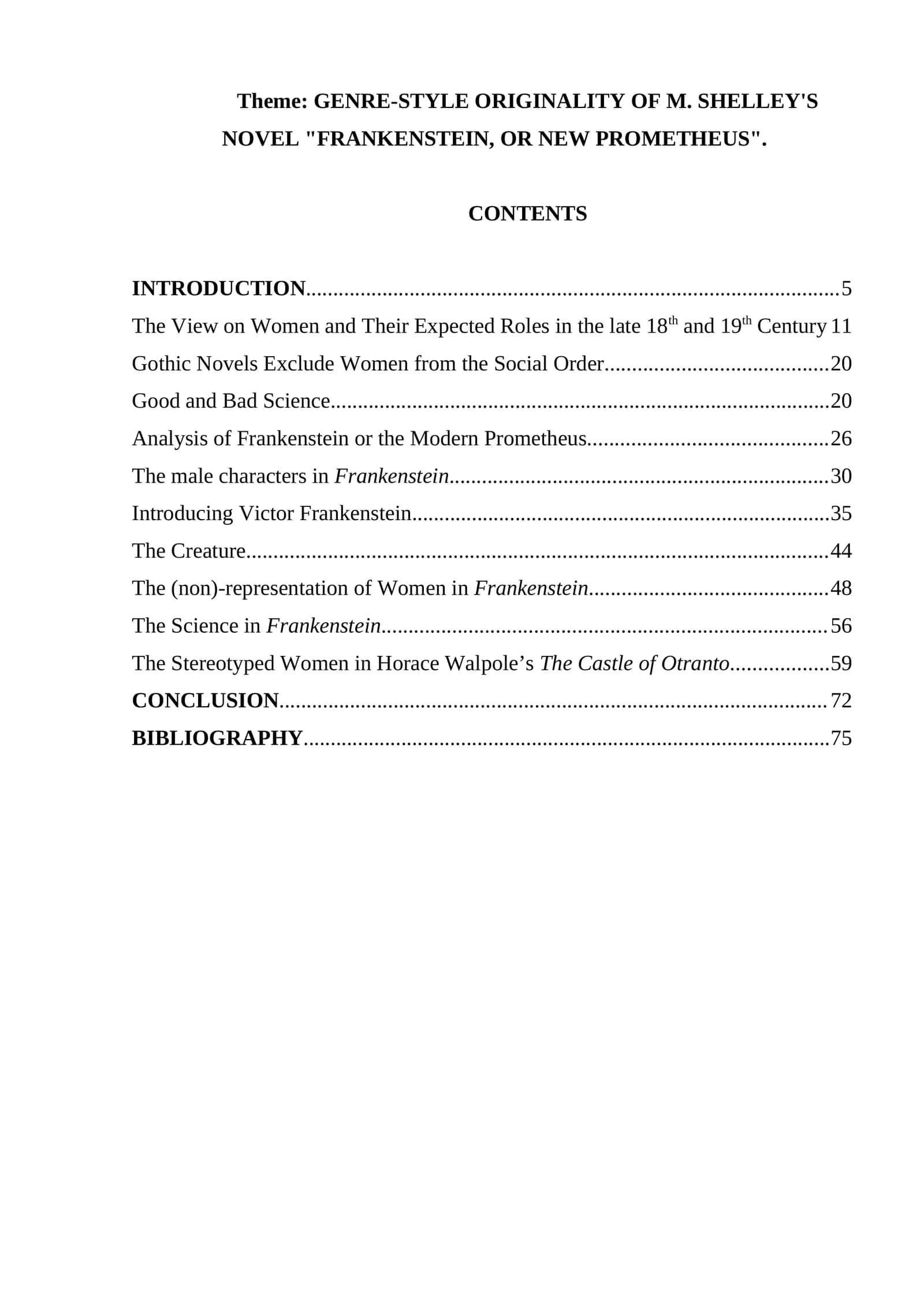 The Genre-Style Originality of M. Shelley's Novel "Frankenstein, or New Prometheus" 1