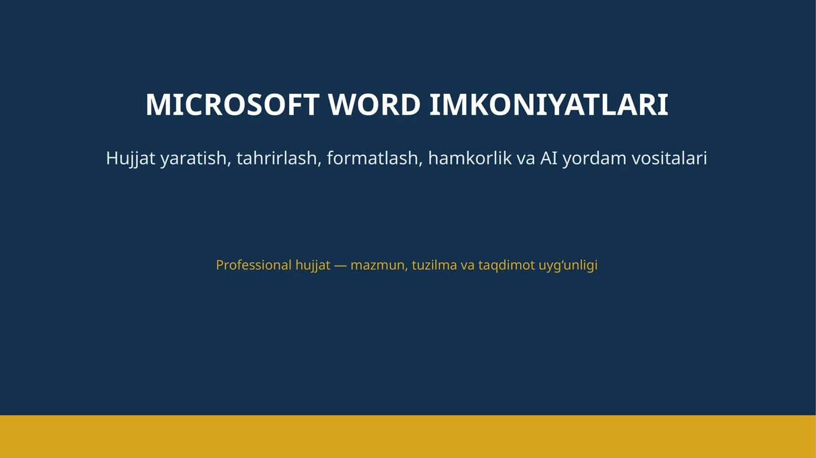 MICROSOFT WORD IMKONIYATLARI 1