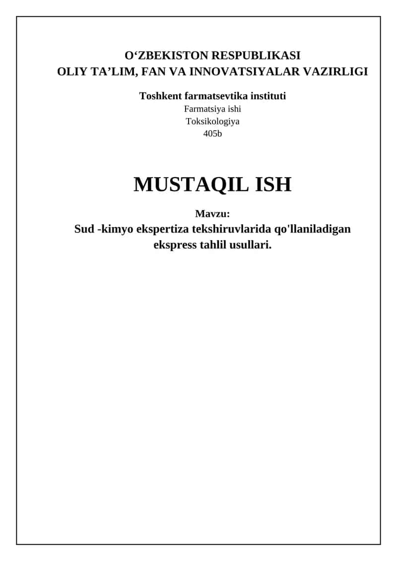 Sud kimyoviy ekspertizasida tezkor tahlil usullari 1