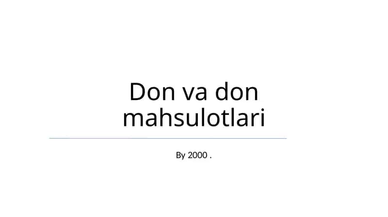 Don va don mahsulotlari 1