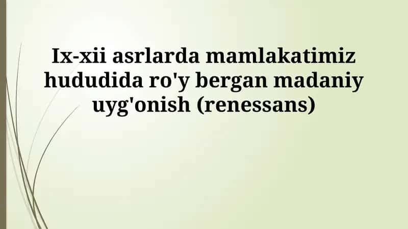 Madaniy uyg'onish (renessans) 1