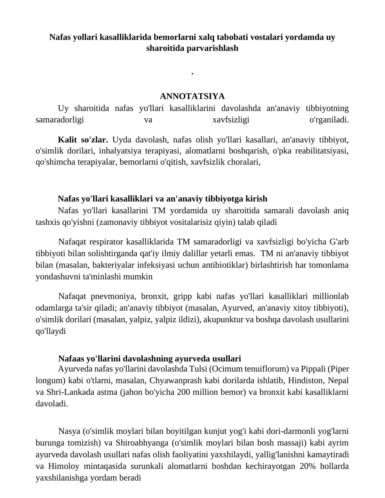 Nafas yo'llari kasalliklari davolash 1