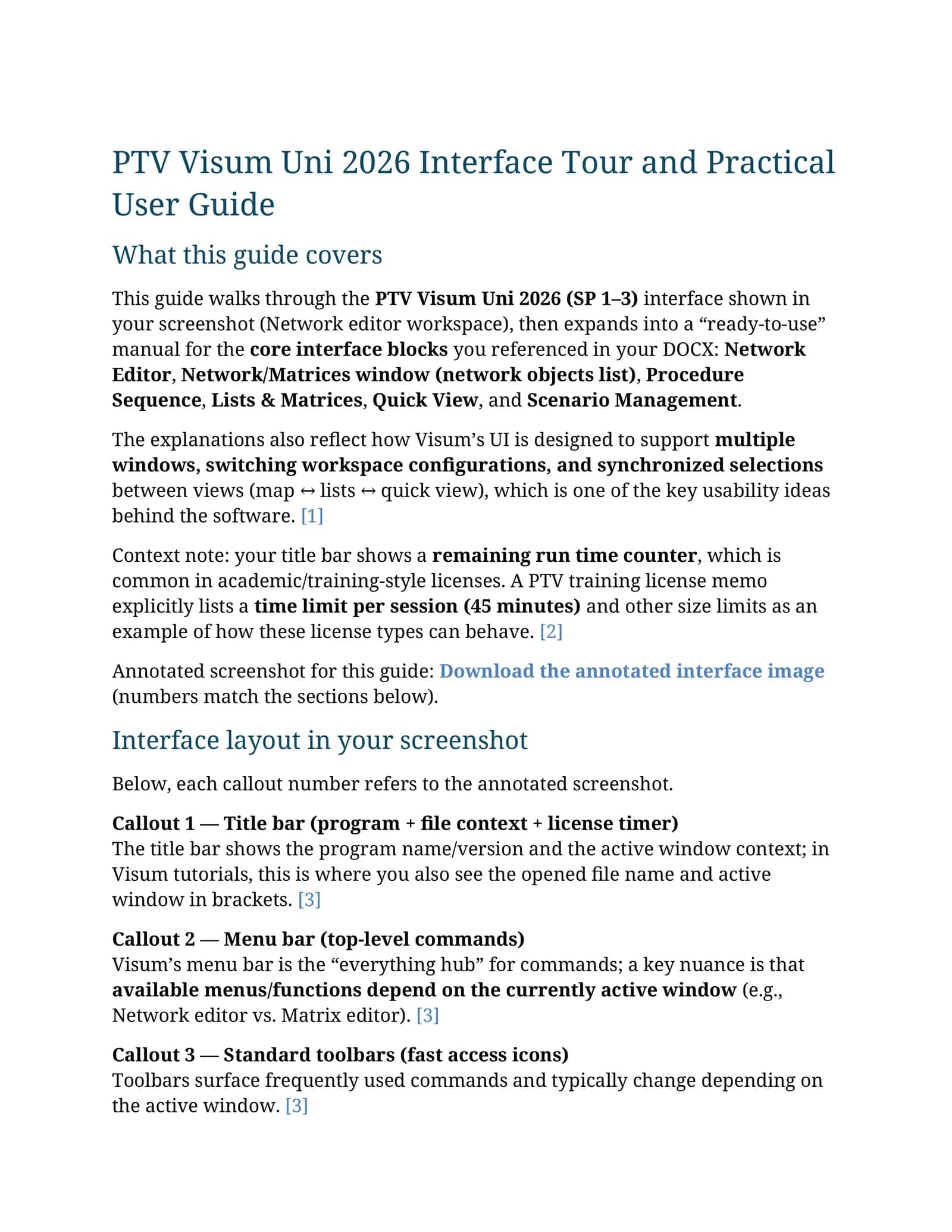 PTV Visum Uni 2026 Interface Tour and Practical User Guide 1