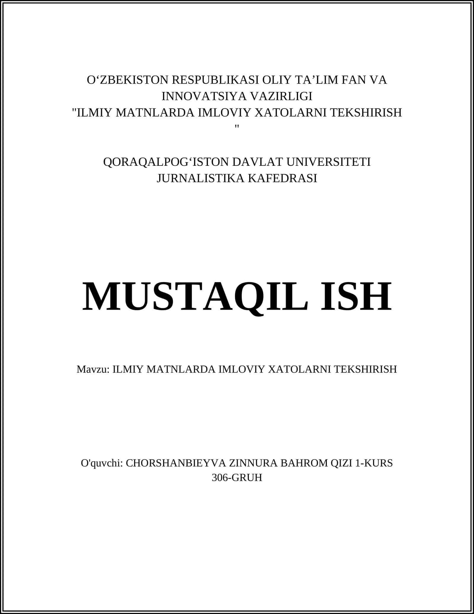 ILMIY MATNLARDA IMLOVIY XATOLARNI TEKSHIRISH 1