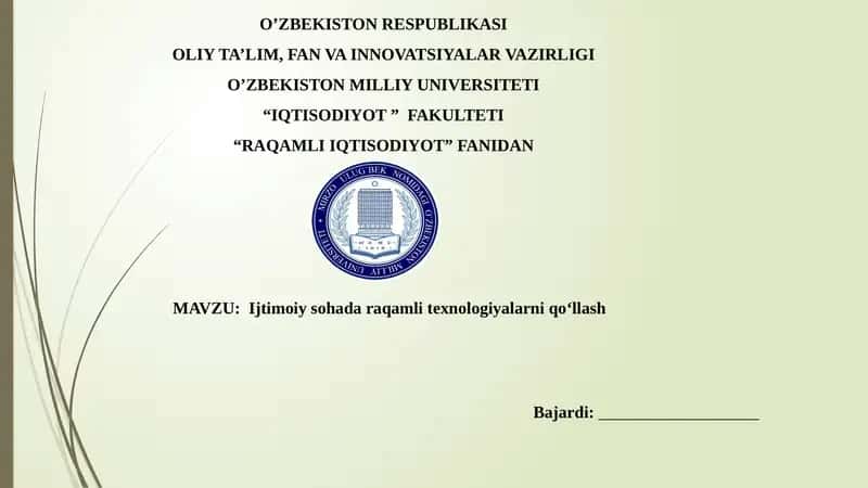 Ijtimoiy sohada raqamli texnologiyalarni qo‘llash 1