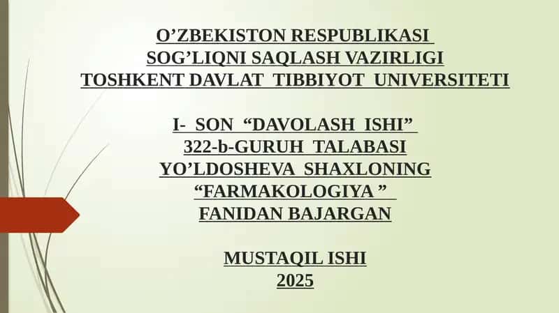 parkinson kasalligini davolashda ishlatiladigan dori vositalari 1