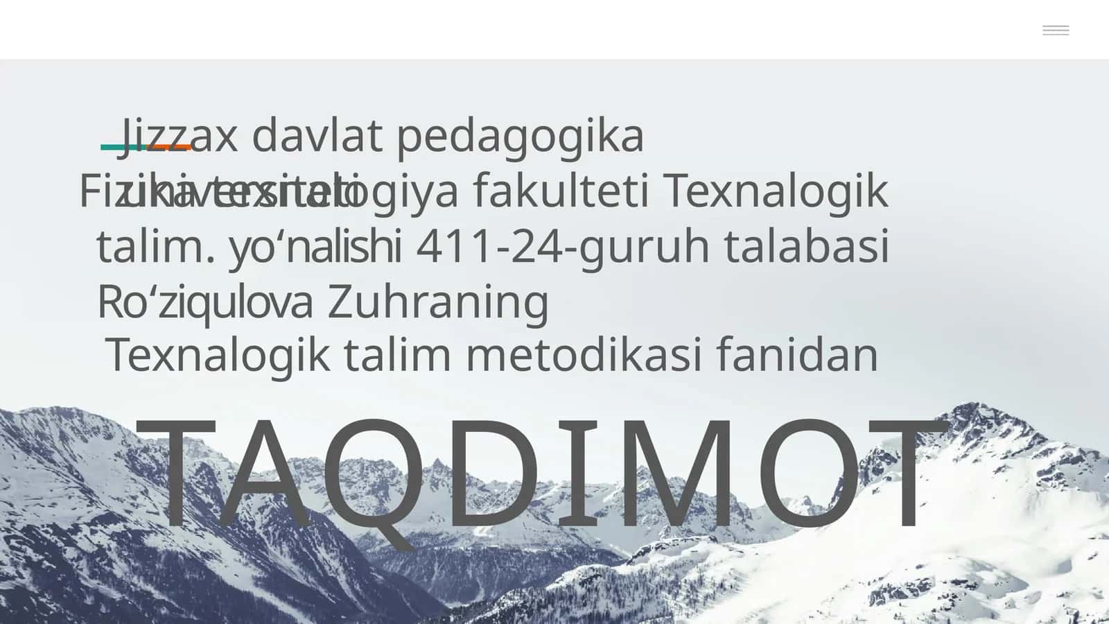 Texnologiya talim methodikasi 1