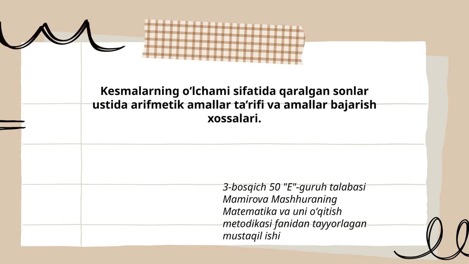 Mamirova Mashhuraning Matematika va uni oʻqitish metodikasi 1