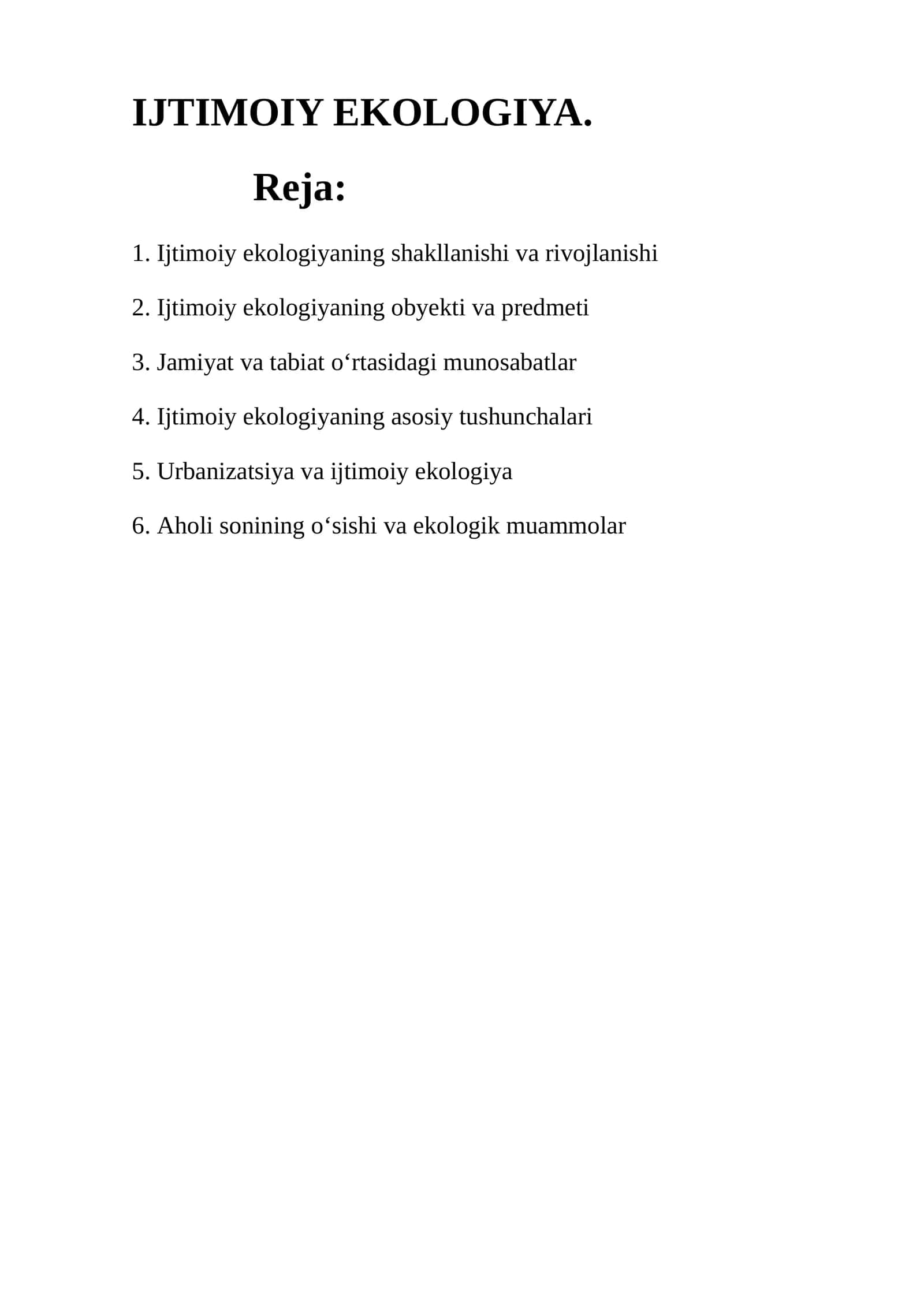 Ijtimoiy ekologiya 1