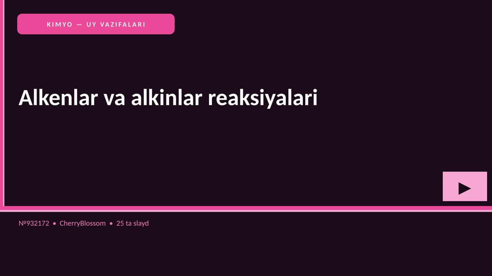 KIMYO — UY VAZIFALARI 1
