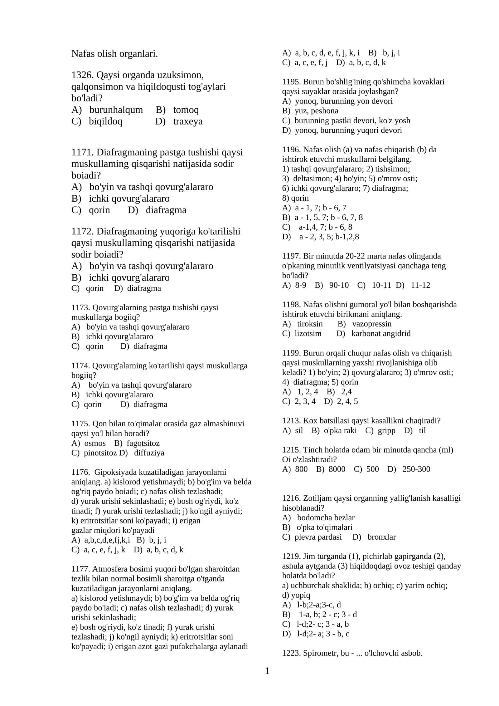 Nafas olish organlari 1