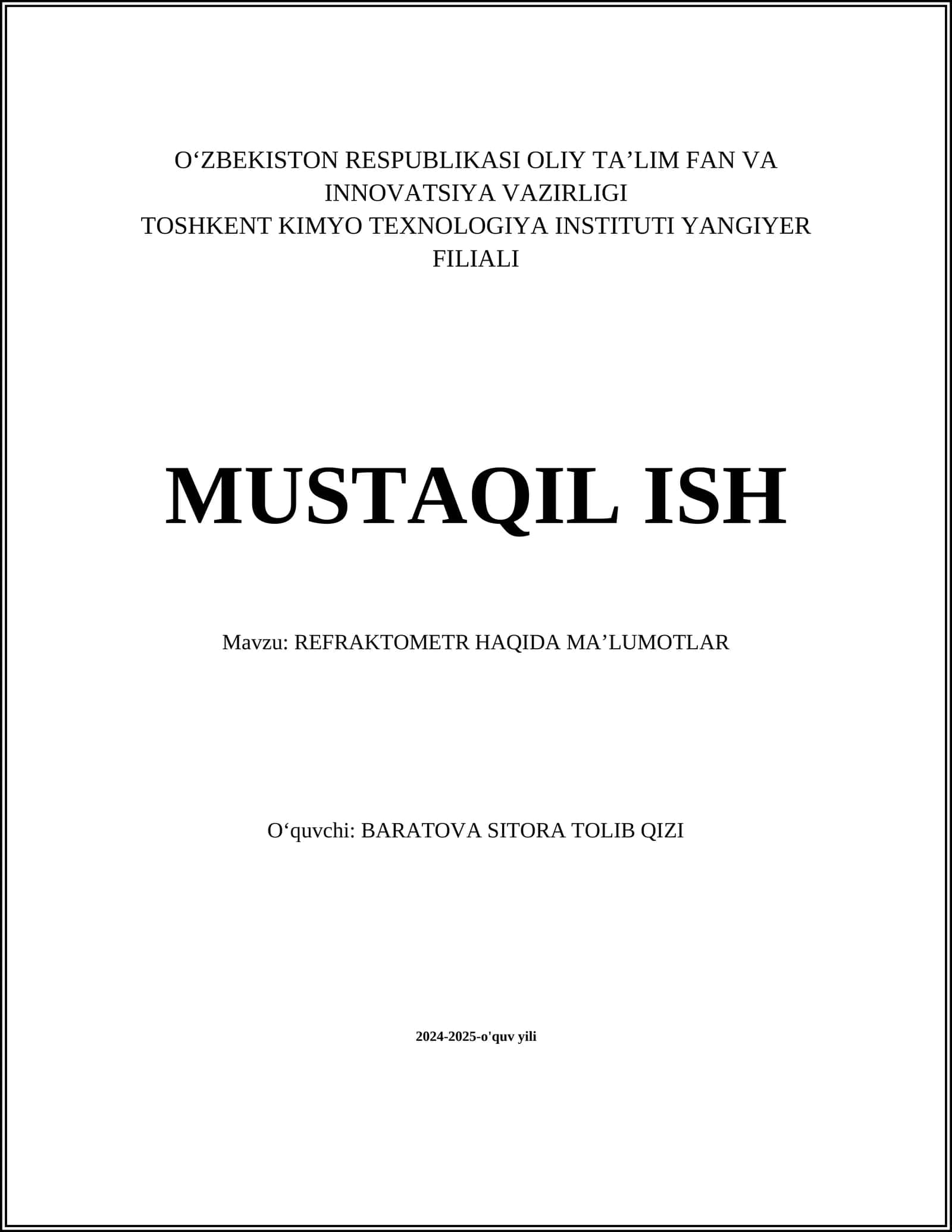 REFRAKTOMETR HAQIDA MAʼLUMOTLAR 1