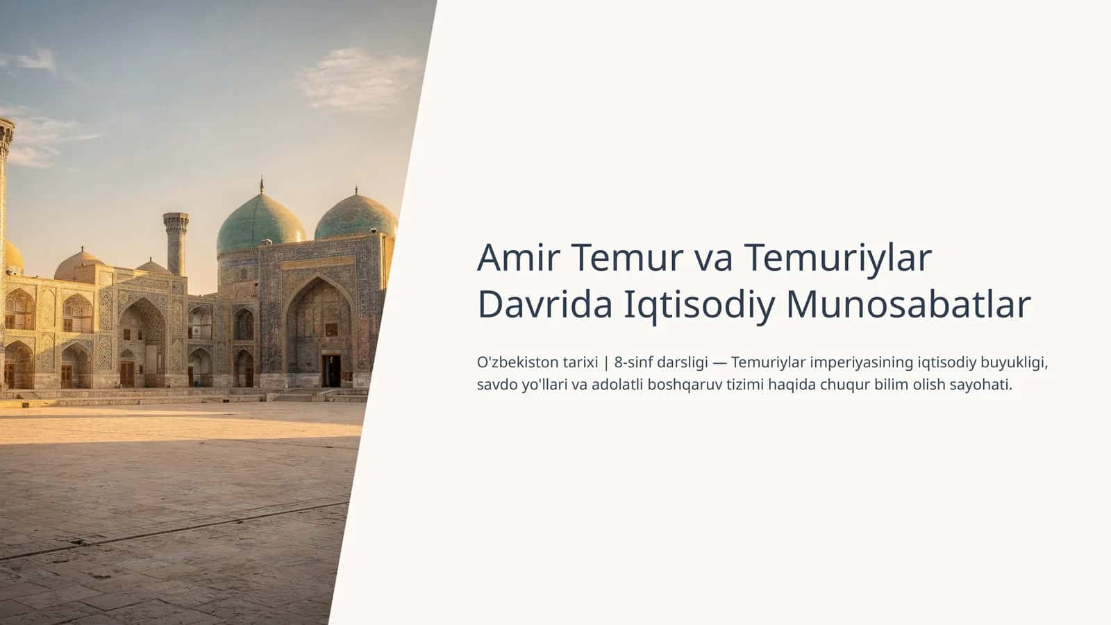 Amir Temur va Temuriylar Davrida Iqtisodiy Munosabatlar 1