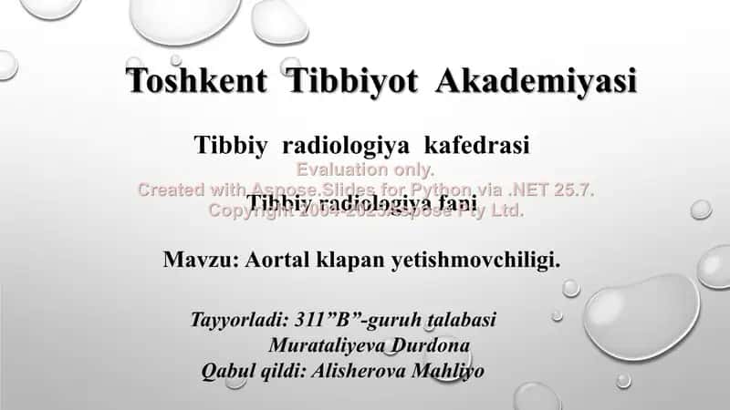 Aortal klapan yetishmovchiligi 1