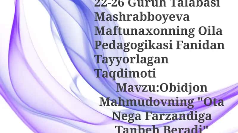 "Ota Nega Farzandiga Tanbeh Beradi" 1