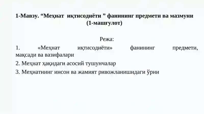 Меҳнат иқтисодиёти