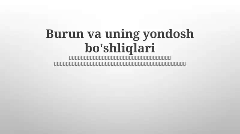 Burun va uning yondosh bo'shliqlari 1