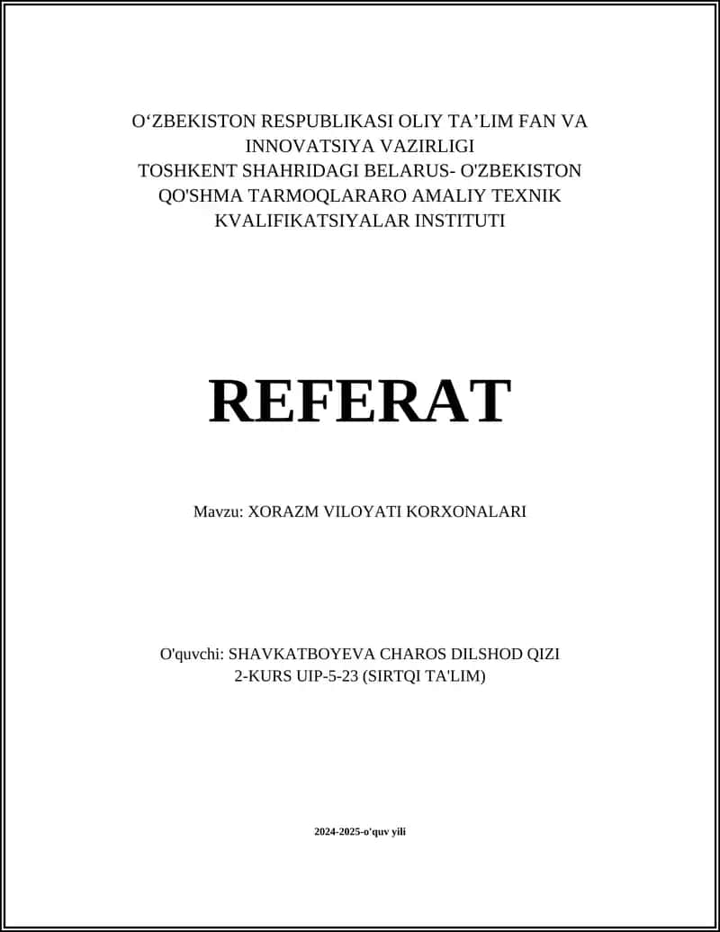 XORAZM VILOYATI KORXONALARI 1