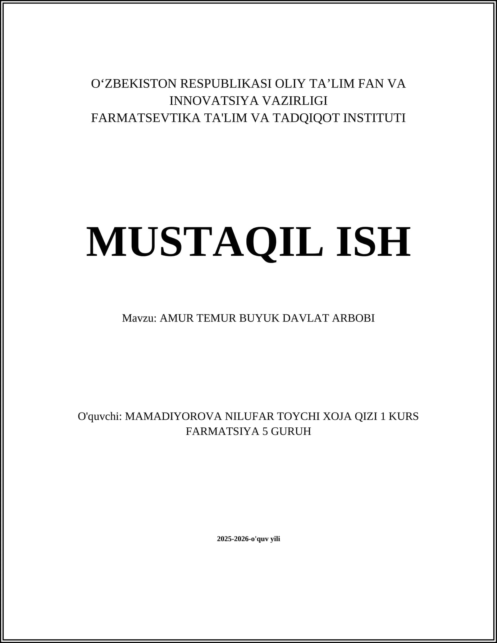AMUR TEMUR BUYUK DAVLAT ARBOBI 1