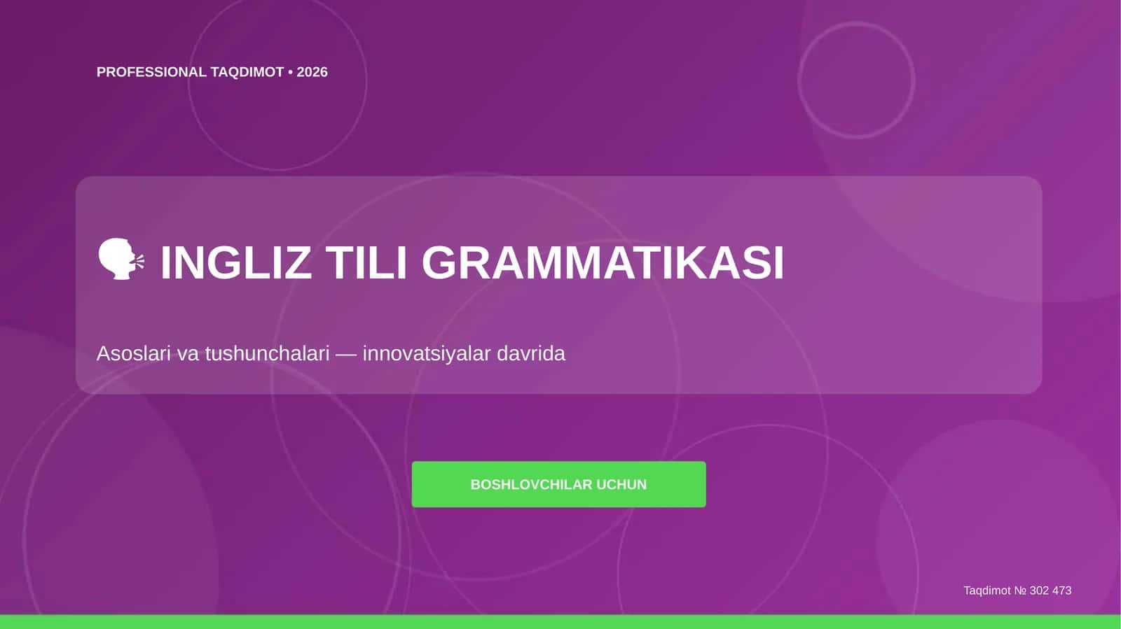 INGLIZ TILI GRAMMATIKASI 1