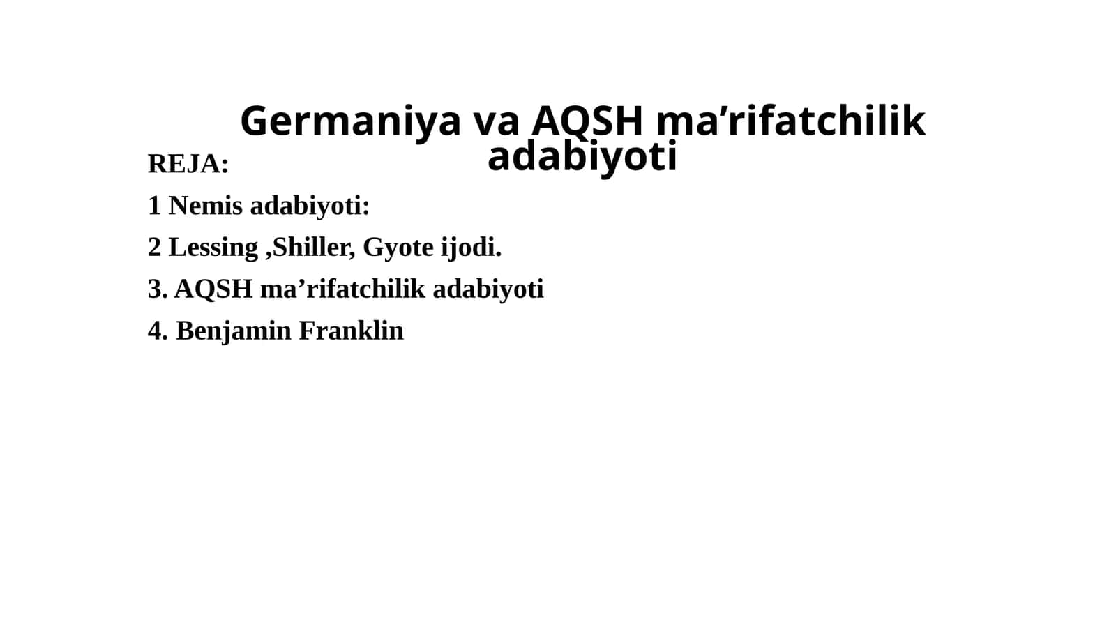 Germaniya va AQSH ma’rifatchilik adabiyoti 1
