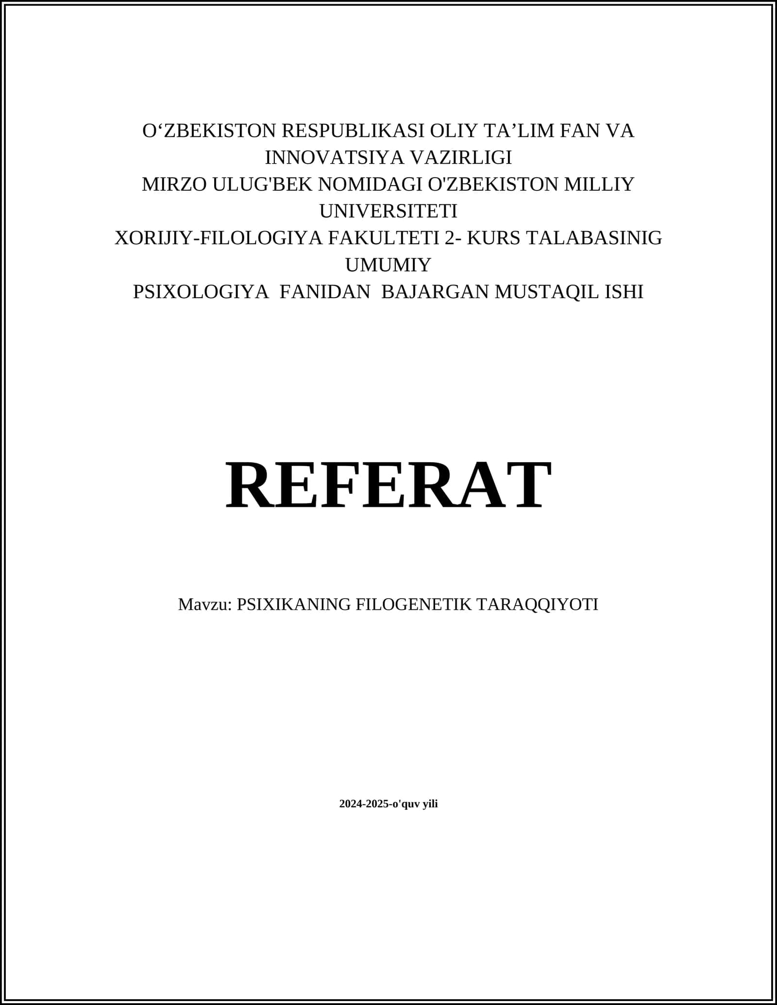 PSIXIKANING FILOGENETIK TARAQQIYOTI 1