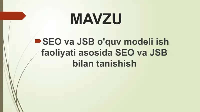 SEO va JSB o'quv modeli ish faoliyati 1