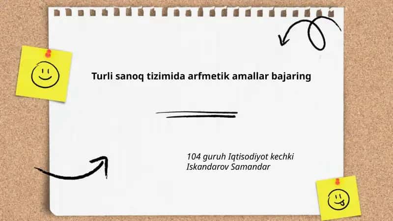 Ikkilik sanoq tizimida arifmetik amallar 1