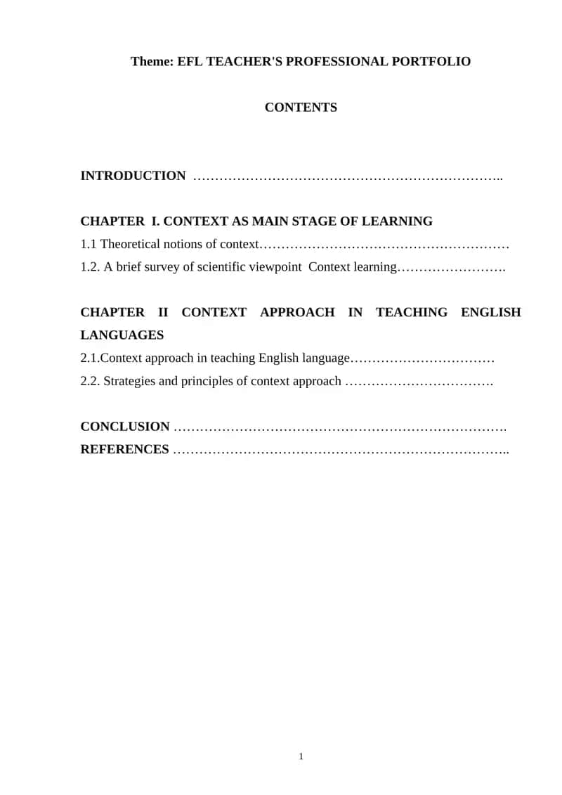 EFL TEACHER'S PROFESSIONAL PORTFOLIO 1
