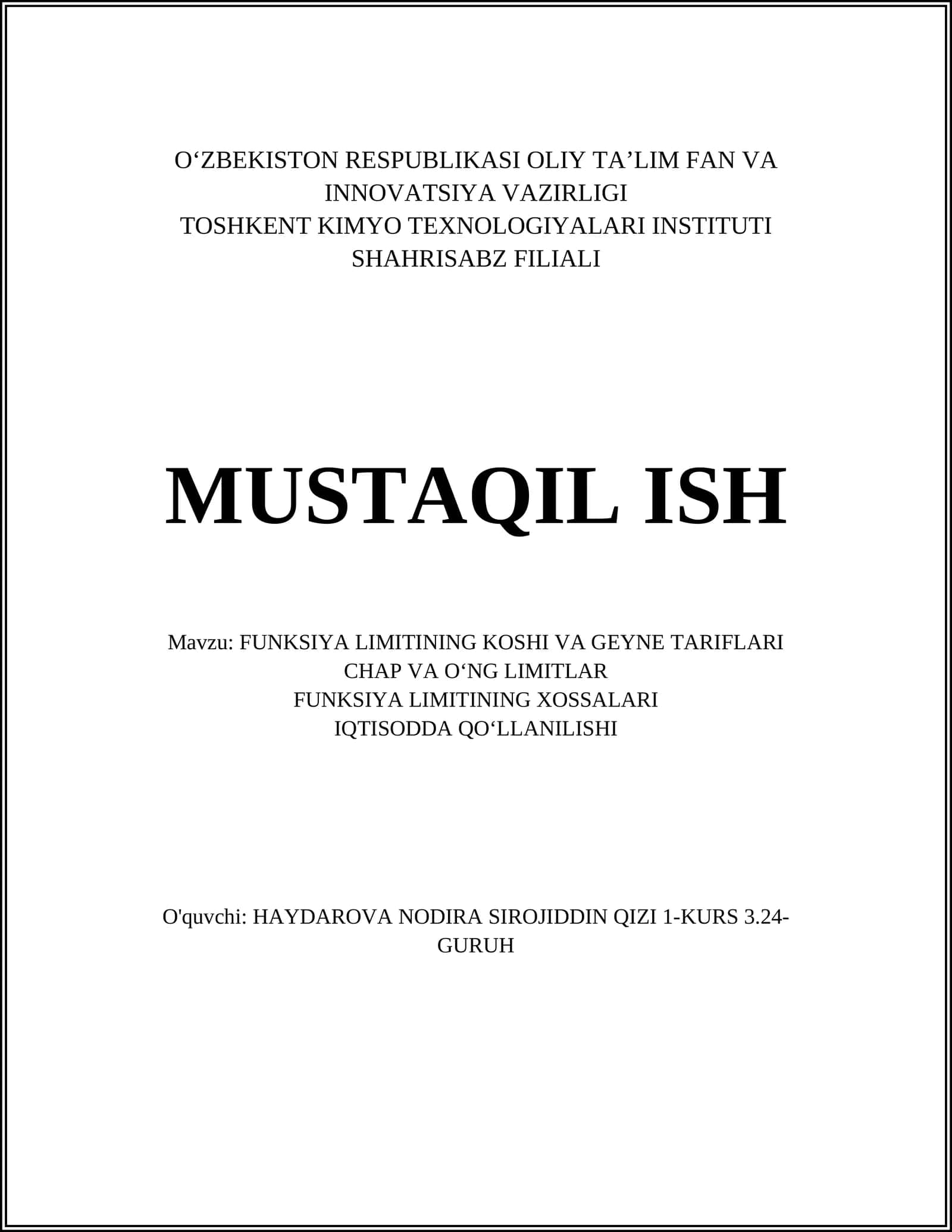 FUNKSIYA LIMITINING KOSHI VA GEYNE TARIFLARI 1