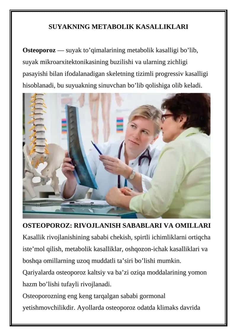 SUYAKNING METABOLIK KASALLIKLARI 1