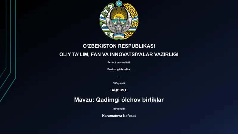 Qadimgi o'lchov birliklar 1