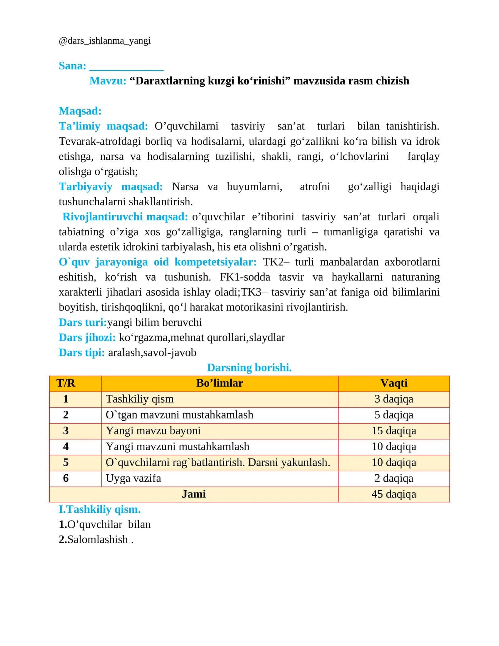 Daraxtlarning kuzgi ko‘rinishi rasm chizish 1