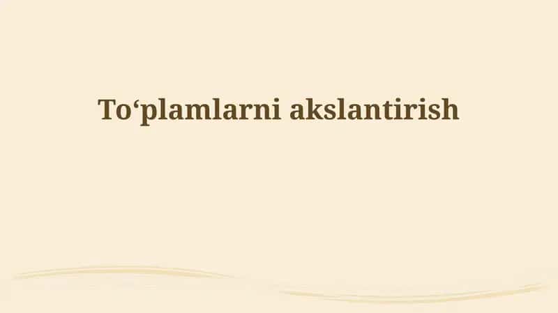 To'plamlarni xaritalashga kirish 1